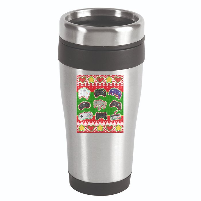 Christmas Retro Video Game Controllers Ugly Sweater 16oz Travel Tumbler