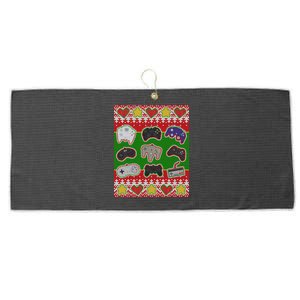 Christmas Retro Video Game Controllers Ugly Sweater Large Microfiber Waffle Golf Towel