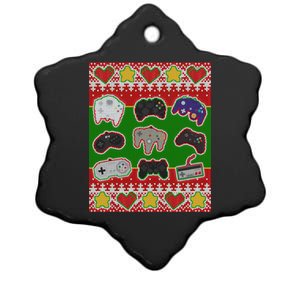 Christmas Retro Video Game Controllers Ugly Sweater Ceramic Star Ornament