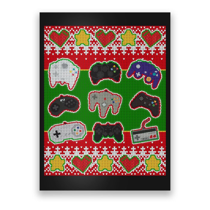 Christmas Retro Video Game Controllers Ugly Sweater Poster