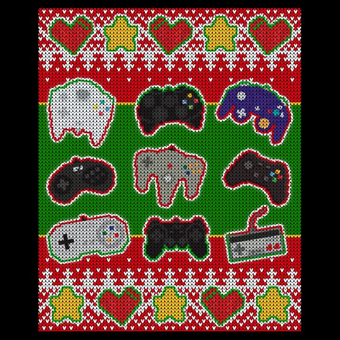 Christmas Retro Video Game Controllers Ugly Sweater Poster
