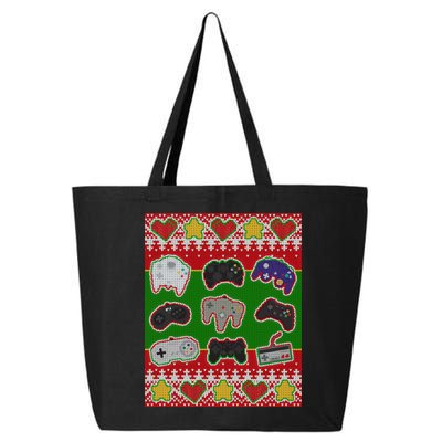 Christmas Retro Video Game Controllers Ugly Sweater 25L Jumbo Tote
