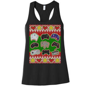 Christmas Retro Video Game Controllers Ugly Sweater Women's Racerback Tank