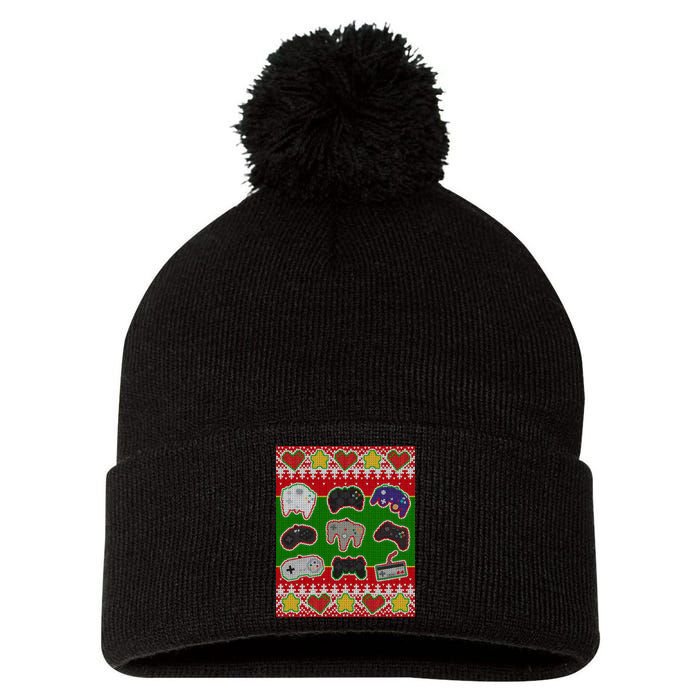Christmas Retro Video Game Controllers Ugly Sweater Pom Pom 12in Knit Beanie