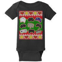 Christmas Retro Video Game Controllers Ugly Sweater Baby Bodysuit
