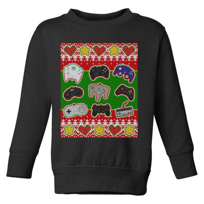 Christmas Retro Video Game Controllers Ugly Sweater Toddler Sweatshirt
