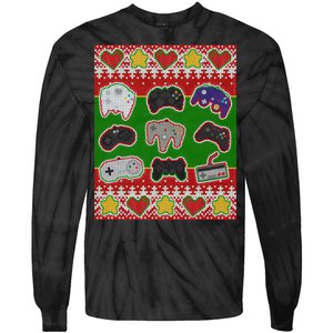 Christmas Retro Video Game Controllers Ugly Sweater Tie-Dye Long Sleeve Shirt