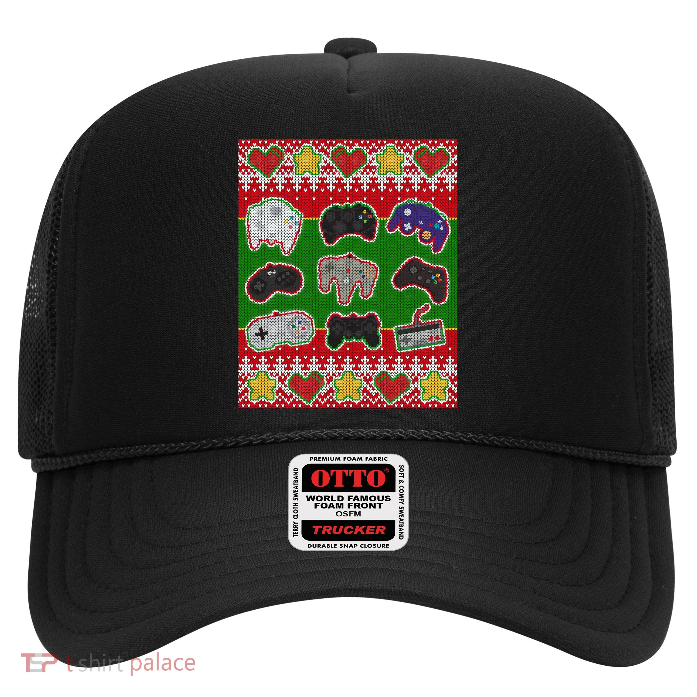 Christmas Retro Video Game Controllers Ugly Sweater Trucker Hat