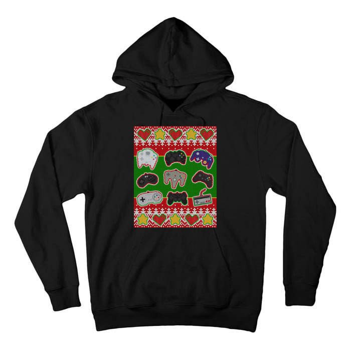 Christmas Retro Video Game Controllers Ugly Sweater Tall Hoodie