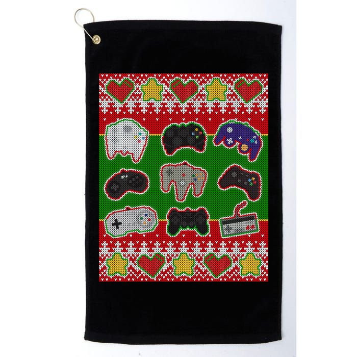 Christmas Retro Video Game Controllers Ugly Sweater Golf Towel