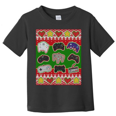 Christmas Retro Video Game Controllers Ugly Sweater Toddler T-Shirt