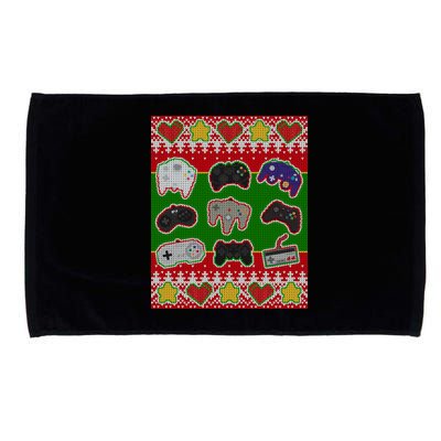 Christmas Retro Video Game Controllers Ugly Sweater Microfiber Hand Towel