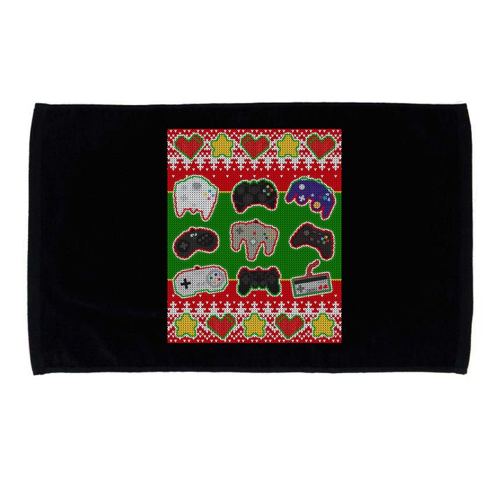 Christmas Retro Video Game Controllers Ugly Sweater Microfiber Hand Towel