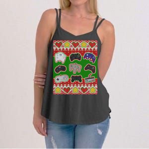 Christmas Retro Video Game Controllers Ugly Sweater Women's Strappy Tank