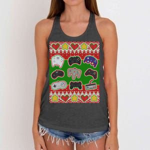 Christmas Retro Video Game Controllers Ugly Sweater Women's Knotted Racerback Tank