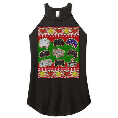 Christmas Retro Video Game Controllers Ugly Sweater Women's Perfect Tri Rocker Tank