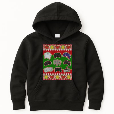 Christmas Retro Video Game Controllers Ugly Sweater Kids Hoodie