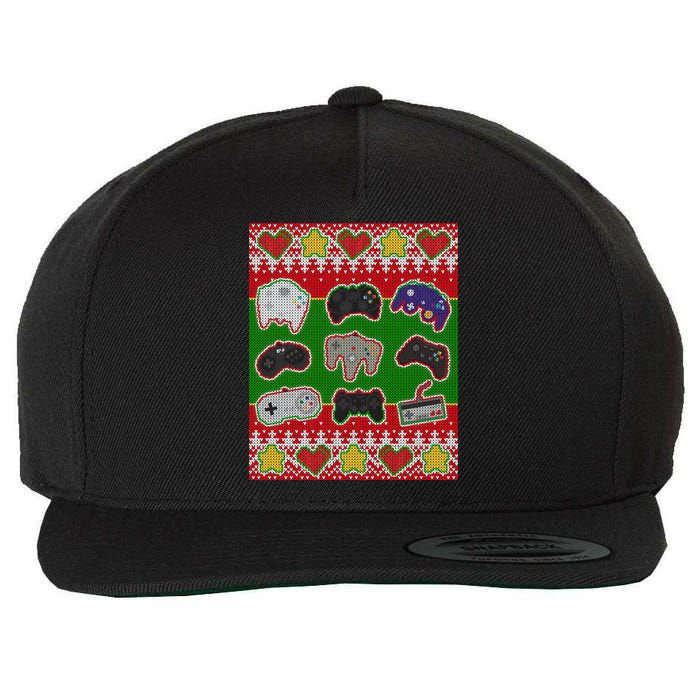 Christmas Retro Video Game Controllers Ugly Sweater Wool Snapback Cap