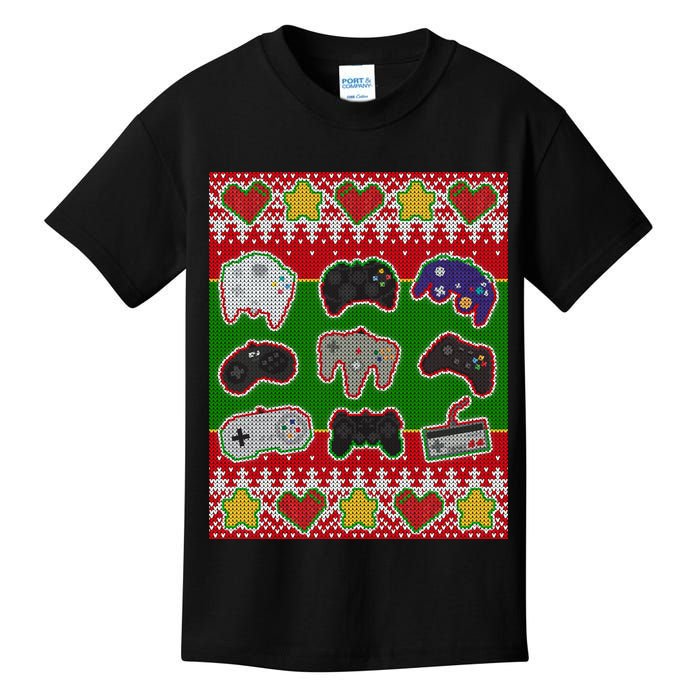 Christmas Retro Video Game Controllers Ugly Sweater Kids T-Shirt