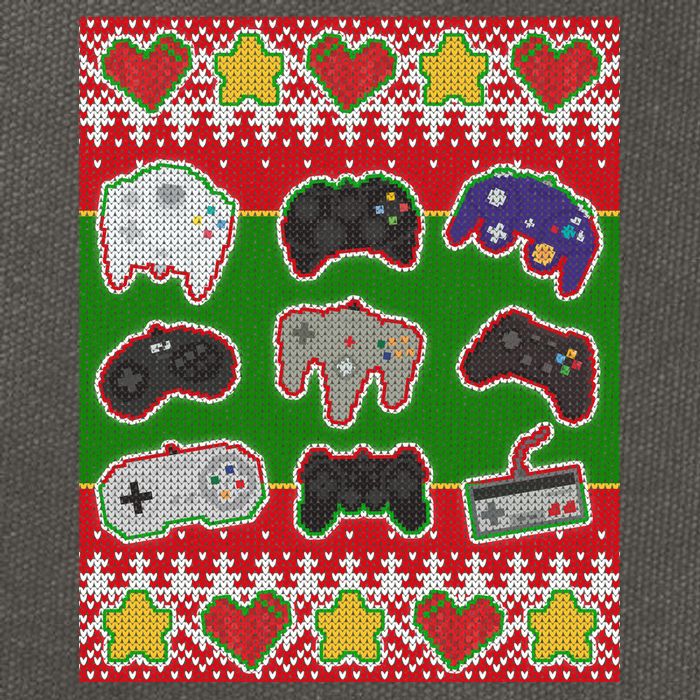Christmas Retro Video Game Controllers Ugly Sweater Cotton Canvas Backpack