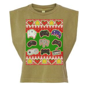 Christmas Retro Video Game Controllers Ugly Sweater Garment-Dyed Women's Muscle Tee