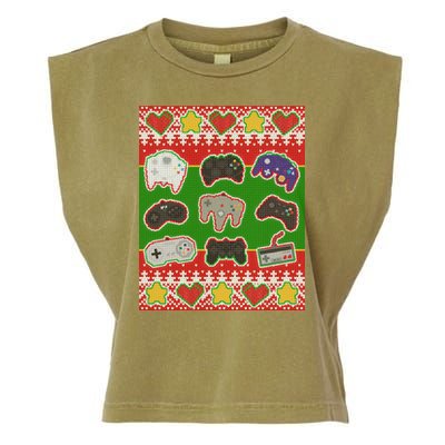 Christmas Retro Video Game Controllers Ugly Sweater Garment-Dyed Women's Muscle Tee