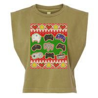 Christmas Retro Video Game Controllers Ugly Sweater Garment-Dyed Women's Muscle Tee