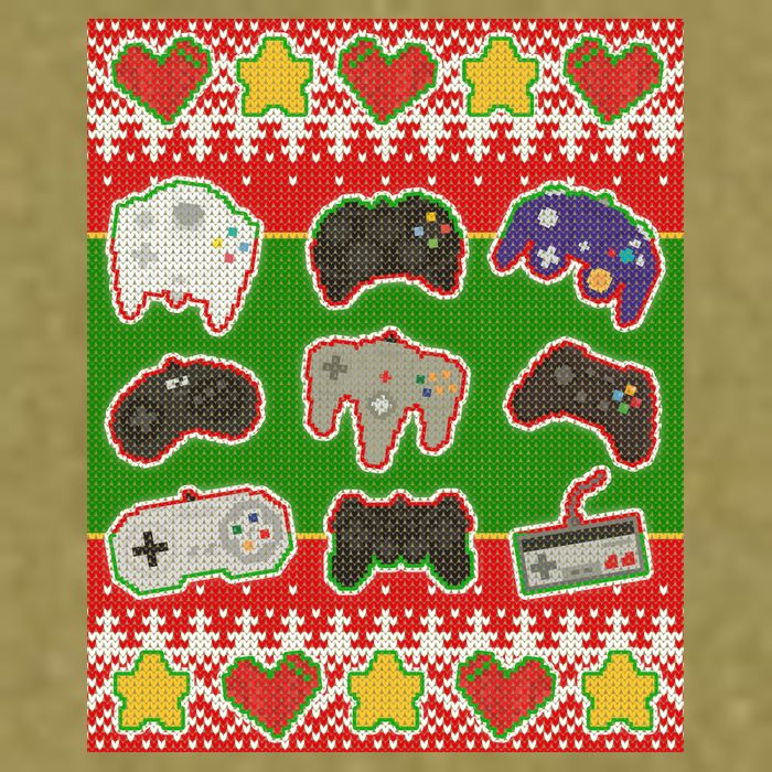 Christmas Retro Video Game Controllers Ugly Sweater Garment-Dyed Women's Muscle Tee