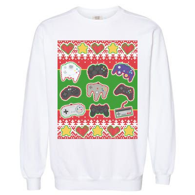 Christmas Retro Video Game Controllers Ugly Sweater Garment-Dyed Sweatshirt
