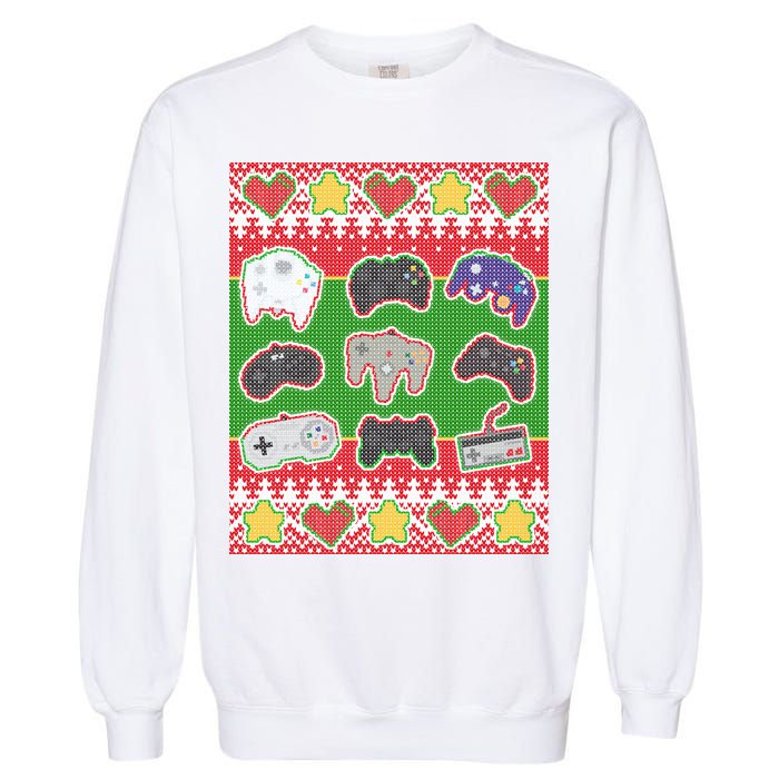 Christmas Retro Video Game Controllers Ugly Sweater Garment-Dyed Sweatshirt