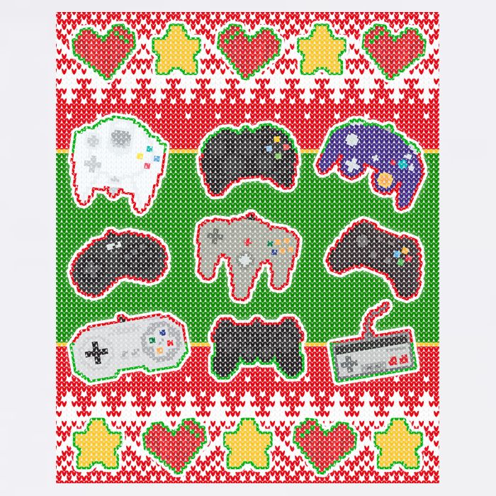Christmas Retro Video Game Controllers Ugly Sweater Garment-Dyed Sweatshirt