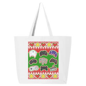 Christmas Retro Video Game Controllers Ugly Sweater 25L Jumbo Tote