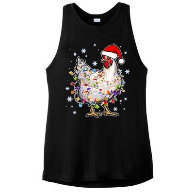 Christmas Santa Chicken Ladies PosiCharge Tri-Blend Wicking Tank