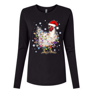 Christmas Santa Chicken Womens Cotton Relaxed Long Sleeve T-Shirt