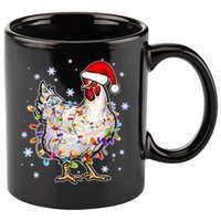Christmas Santa Chicken 11oz C Handle Ceramic Mug