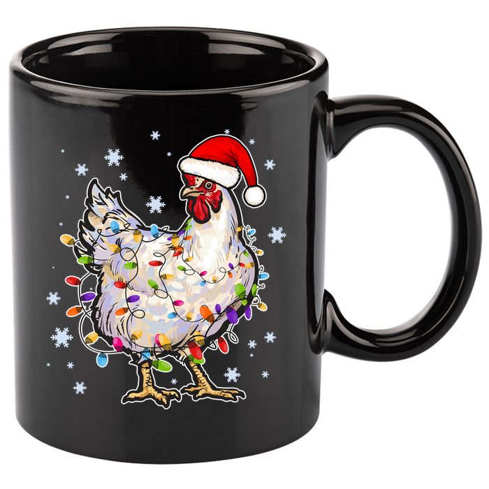 Christmas Santa Chicken 11oz C Handle Ceramic Mug