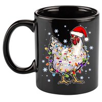 Christmas Santa Chicken 11oz C Handle Ceramic Mug