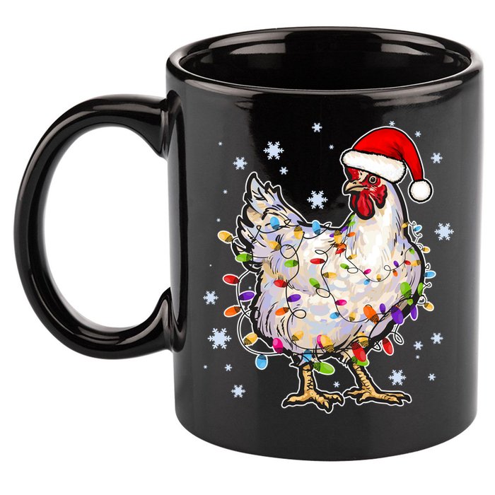 Christmas Santa Chicken 11oz C Handle Ceramic Mug