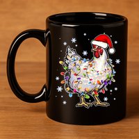 Christmas Santa Chicken 11oz C Handle Ceramic Mug
