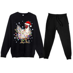 Christmas Santa Chicken Premium Crewneck Sweatsuit Set