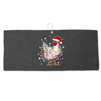 Christmas Santa Chicken Large Microfiber Waffle Golf Towel