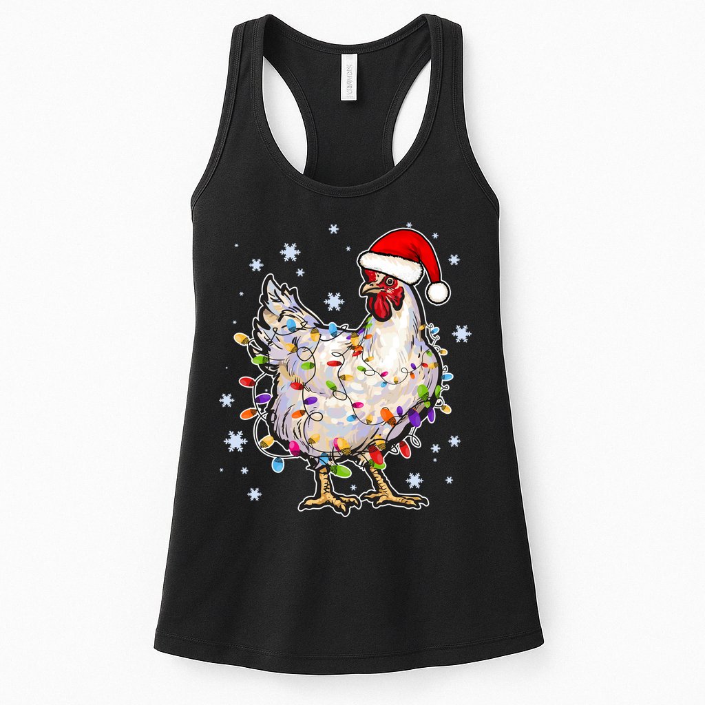 Christmas Santa Chicken Womens Tank Top
