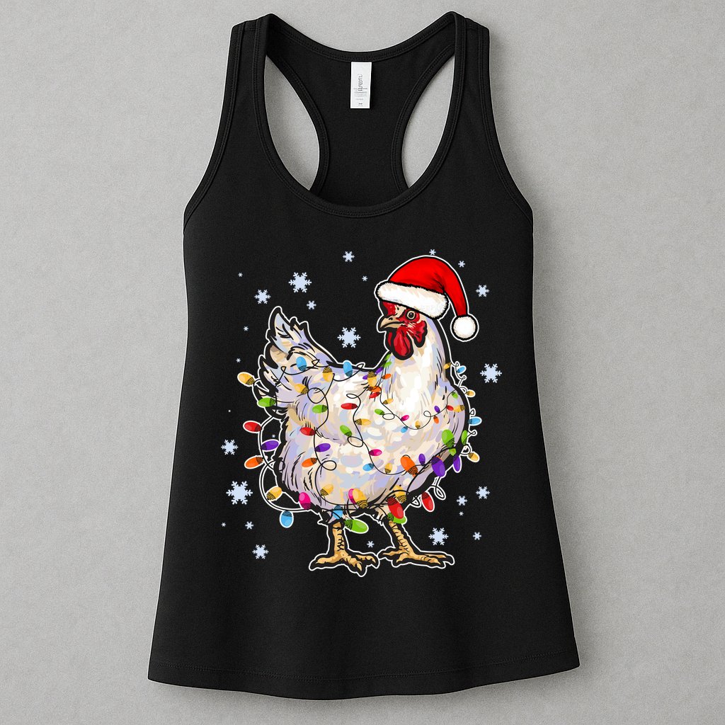 Christmas Santa Chicken Womens Tank Top
