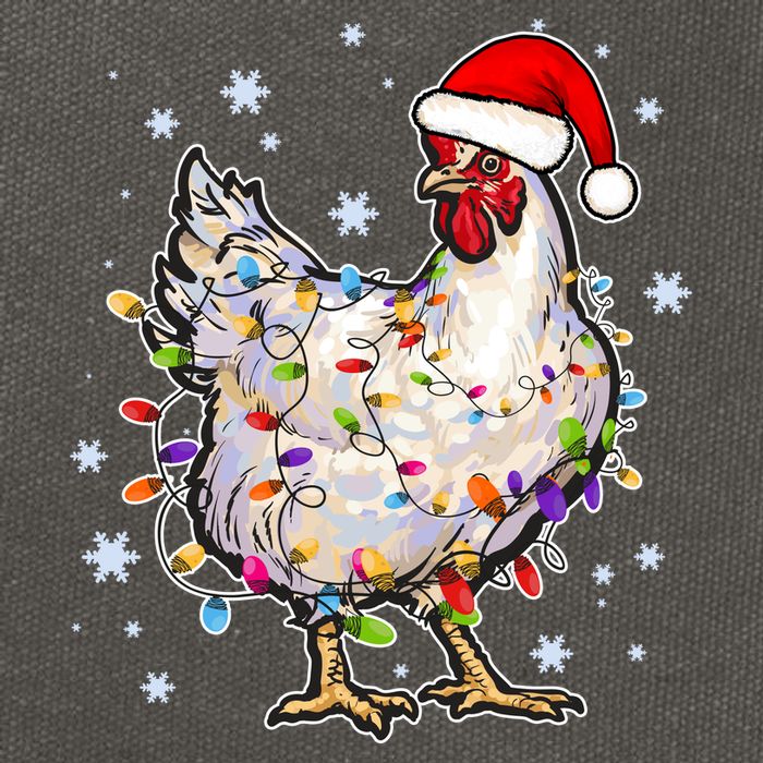 Christmas Santa Chicken Cotton Canvas Backpack