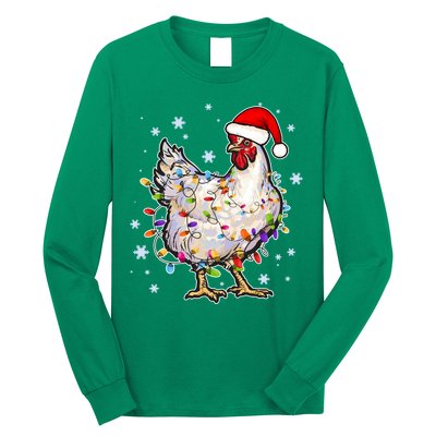 Christmas Santa Chicken Long Sleeve Shirt