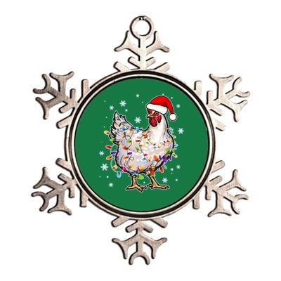 Christmas Santa Chicken Metallic Star Ornament