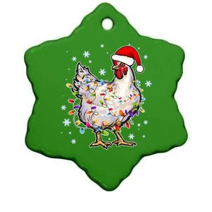 Christmas Santa Chicken Ceramic Star Ornament