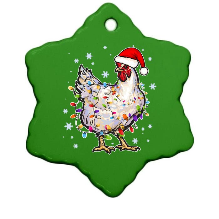 Christmas Santa Chicken Ceramic Star Ornament