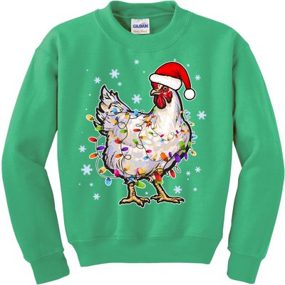 Christmas Santa Chicken Kids Sweatshirt