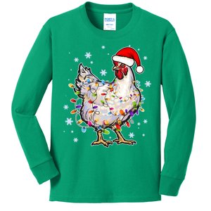 Christmas Santa Chicken Kids Long Sleeve Shirt